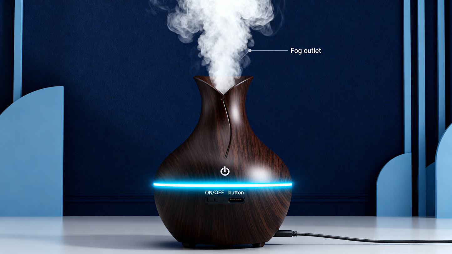 Humidificador y Difusor de Aroma Ultrasónico (Estilo Madera)